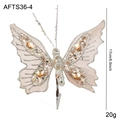 Champagne pink butterfly clip with silver sequins and amber gems for Christmas tree decor - Butterfly Style (AFTS36-4) / Champagne