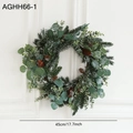 45cm Christmas pine wreath with artificial needles, eucalyptus leaves and snow powder finish - 45cm Christmas Wreath