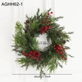 Variante corona de Navidad con bayas rojas y piñas, decoración de 45 cm de diámetro - Corona de Navidad de 45 cm