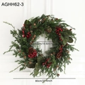 Corona de Navidad de 80cm con bayas rojas y piñas para decoración de pared festiva - 80CM Corona de Navidad