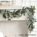 180cm artificial Christmas garland with eucalyptus, pine needles and snow-covered cones - 1.8m Rattan