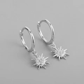 S925 sterling silver star drop earrings with sparkling zircon crystals for women - Silver