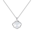Elegant sterling silver seashell pendant necklace with iridescent mother of pearl shell - Silver