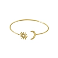 Elegante goudkleurige S925 zilveren open armband met asymmetrisch zon- en maandessin - Goud (Zon Maan Armband)