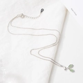 Elegant S925 sterling silver leaf pendant necklace with green cat eye stone for women - Thin Chain Pendant / Green Leaf Necklace