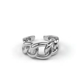 Anillo ajustable de cadena cubana plateada para mujer con acabado metálico estilo hip-hop - Abierto Ajustable / Anillo de Cadena Hueca Plateado