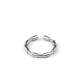 Anello aperto in argento lucido con design cilindrico industriale minimalista - Aperto Regolabile / Argento