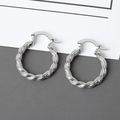 Elegante S925 Silber Creolen mit klassischem Vintage-Twist-Muster und Klickverschluss - Silber