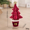 Rote Samt Weihnachtsbaum Tischdeko mit goldenem Stern und Gürtelschnallen-Detail - Roter Samt Topf Weihnachtsbaum Ornament (ABCZ146-4)