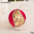 Rosarote Weihnachtskugel aus Samt mit goldenen Pailletten und 10 cm Durchmesser - Rosarote Gold Pailletten Weihnachtskugel (ABCZ146-5)