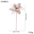 Artificial rose gold Christmas flower with glitter mesh petals and long stem for decor - Champagne Christmas Flower