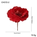 Fiore di magnolia natalizia artificiale floccato rosso con paillettes e misura 15cm - 15CM / Rosso