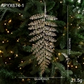 Glitzernde goldene Farnblatt-Weihnachtsdekoration für festlichen Baumschmuck - Goldener Zweig Stil A (APYX639-1)