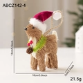 Straw-woven reindeer Christmas ornament with red velvet hat and festive berry accents - Elk