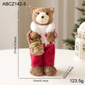 Handcrafted straw Christmas bear figurine wearing red pants and carrying a small basket - Standing Bear