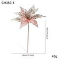 Künstliche Weihnachtsblume in Champagner-Rosa mit Silberglitzer auf einem 39cm Stiel - Champagner Rosa Weihnachtsblume