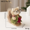 Straw squirrel Christmas ornament with glasses and red scarf, size 13.5cm height - Glasses Squirrel