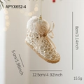 Champagne kerstlaars ornament met gouden lovertjes en witte faux bontrand - Laars Stijl