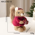 Straw squirrel Christmas table decoration with red sweater and small gift box gift - Gift Box Squirrel