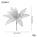 Künstliche silberne Weihnachtssternblume für den Tannenbaum, 27cm Dekoblume - Silber