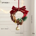Mini couronne de Noël avec nœud en velours rouge, pommes de pin et cloche dorée - Ornement de Cloche Rouge