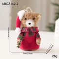 Straw foam bear ornament wearing plaid shirt and red hat for Christmas decor - Bear with Hat