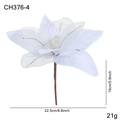 Weiße glitzernde Netz-Weihnachtsblume Dekoration mit Abmessungen von 22,5 cm Breite - Weiß Ajour