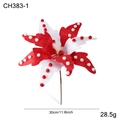 Champagne pink artificial Christmas flower with red and white petals and bell decoration - Red White Poinsettia Flower