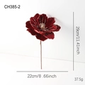 29cm weinrote künstliche Weihnachtsblume aus Samt mit silbernem Glitzer an den Blättern - Magnolien-Stil (CH385-2) / Burgunderrot