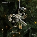 Irisierender Zuckerstangen-Acrylanhänger mit Schleife, 12 cm Größe für Weihnachtsbaumdekor - Irisierender Zuckerstange-Stil (APYX546-1)