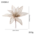 Champagne gold 20cm artificial Christmas flower with glitter finish for wreath decor - Champagne