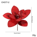 Sparkly red 15cm artificial Christmas poinsettia flower with glitter finish for decor - Red
