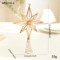 Goldener 3D-Drahtstern Weihnachtsbaumspitze mit hohlem Design und Spiralhalterung - 3D Radial Geometrischer Stil (APSD30-2)