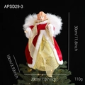 30cm Red Christmas Tree Topper Angel Doll with gold shawl and white feather wings - Red