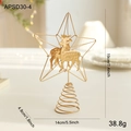 Goldener hohler 3D-Weihnachtsstern mit Rentierdekor und Spiralbasis, 19 cm hoch - Rentier Dekoration Radial Stil (APSD30-4)