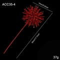 Red glitter starburst Christmas tree pick with shiny sequins and 45cm long stem - Red
