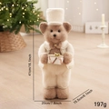 Christmas teddy bear drummer in white tuxedo suit ornament, height 41cm plush decoration - Standing Bear