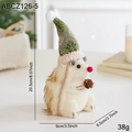 Hérisson de Noël en peluche avec bonnet tricoté vert tenant une pomme de pin - Hérisson