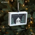 3D wooden Christmas frame ornament with 'OH HOLY NIGHT' text and miniature pine tree design - White House Pendant