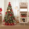 120cm artificial Christmas tree with red and gold ornaments and LED light string - 120cm Red Gold White Tree Skirt Style (No Gift Box)