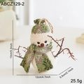Décoration de bonhomme de neige d'hiver avec bonnet à carreaux, taille 13cm - Bonhomme de Neige en Mousse Écharpe Verte