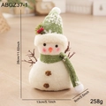 Bonhomme de neige de Noël en peluche avec bonnet tricoté vert et boutons de pommes de pin - Bonhomme de Neige en Tissu Écharpe Verte