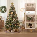 150cm Gold-Coffee Luxury Artificial Christmas Tree with 70pcs Ornaments and LED Lights - 150cm Gold Coffee Tree Skirt Style (No Gift Box)