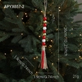 Christmas wood bead garland with red gold white beads and polka dot ribbon tassel - Red White Gold Polka Dot Style (APYX657-2)