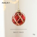 Pallina di Natale rossa lucida da 8cm con spirale glitterata dorata e gancio - Stile Strisce a Spirale (AQSL35-1)