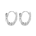 Silver Mobius hoop earrings with twisted design and sparkling white crystals - Mobius Zirconia Hoop / Silver