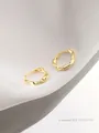 Polished golden Mobius twist hoop earrings in S925 sterling silver minimalist style - Twisted Hoop / Gold