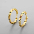 Pendientes de aro en plata S925 dorada de estilo francés con circonitas de colores - Dorado