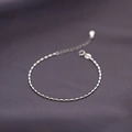 Macro view of 925 sterling silver geometric cube chain with adjustable ring clasp - White Gold