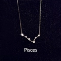 Collar de plata de ley S925 con colgante de Piscis y circonitas blancas brillantes - Piscis (S-N489)